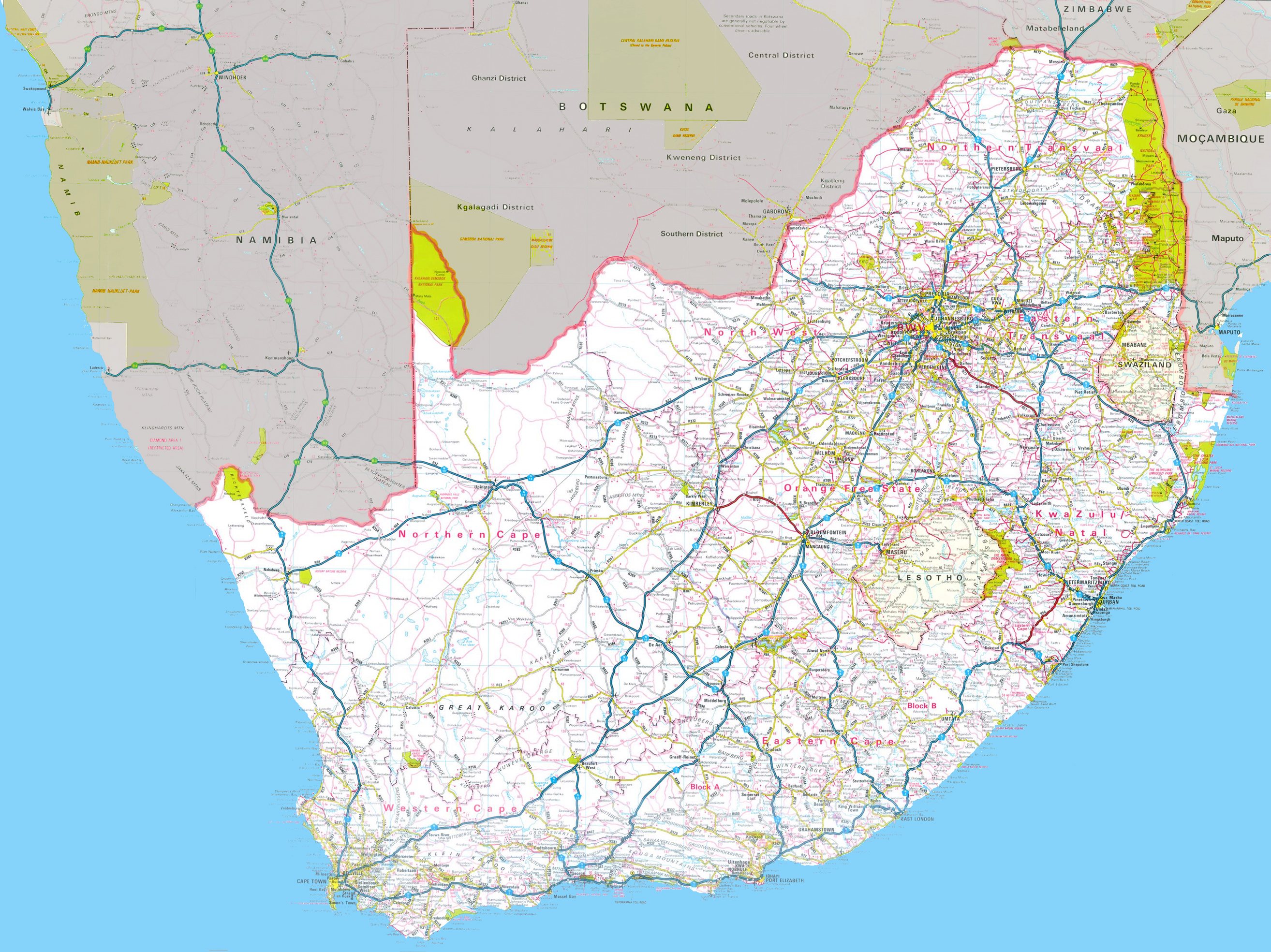 carte-afrique-du-sud-detaillee