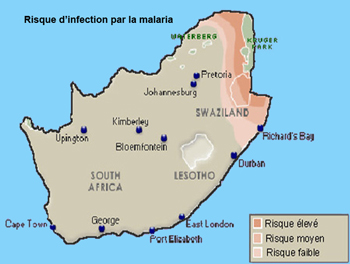 Carte de la malaria de l'afrique du sud
