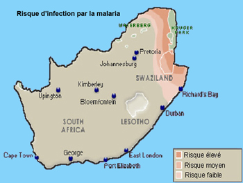 Map of malaria in the south africa