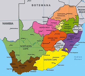 provinces of d'afrique sud