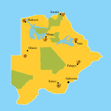 carte hebergement Botswana