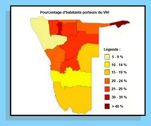 carte VIH HIV Namibie