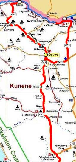 carte region kunene