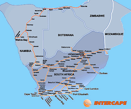 network map Intercape Mainliner